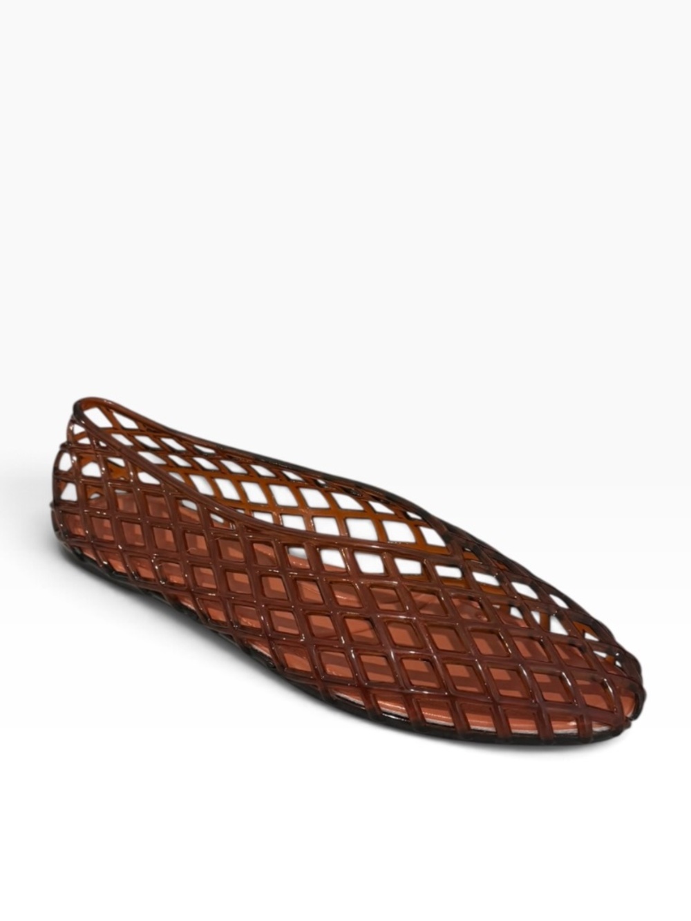 Women's Brown Jelly Cage Ballet Flats Mesh Woven Slip On Shoes, Size 38 - New